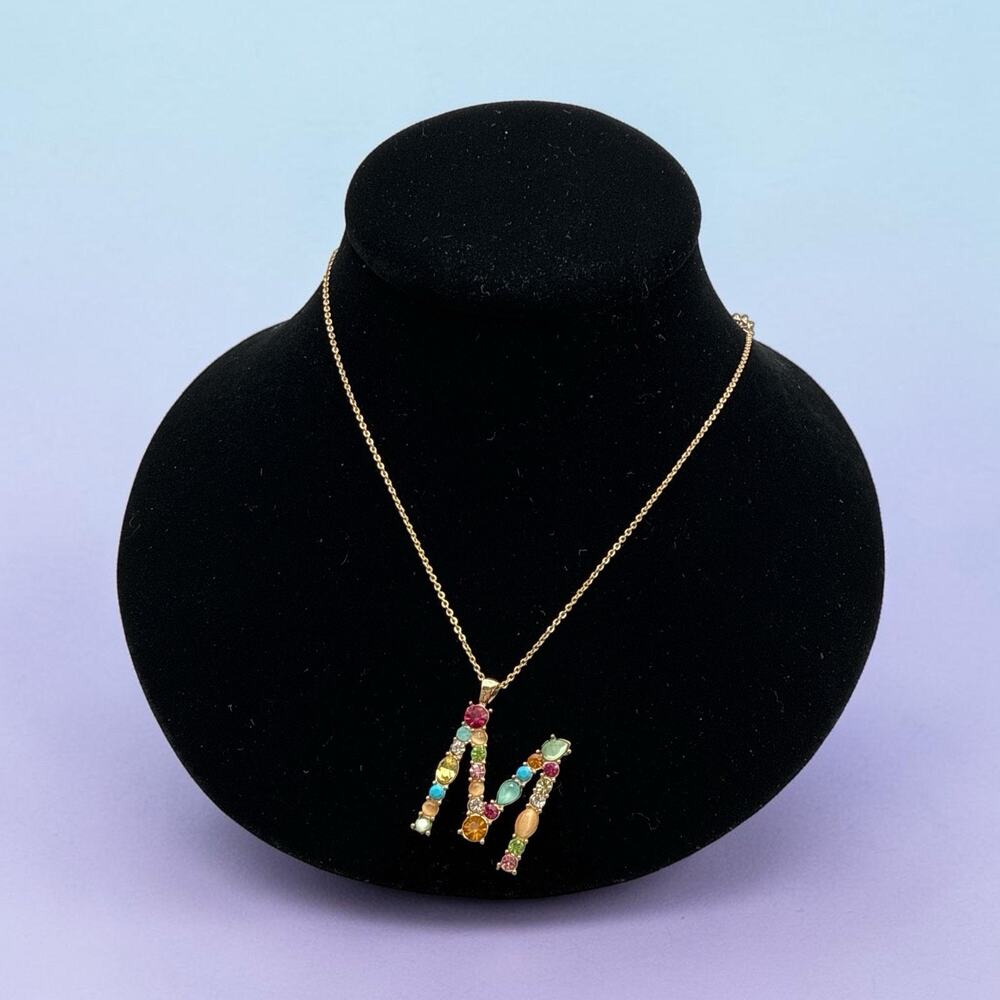Bella Jack - Monogram M Necklace Multi Color Stones